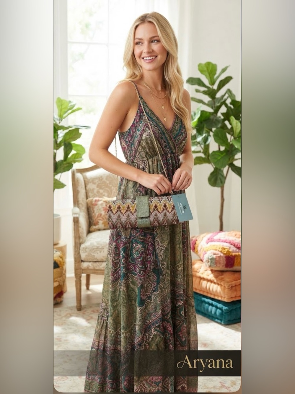 NWT ~ Aryana Boho Chevron Sparkle Clutch Shoulder Bag